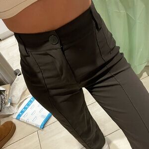 Stylish Olive Green High-Waisted Pants